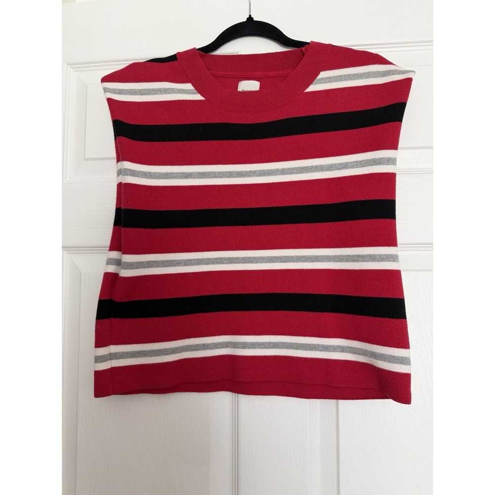 MAEVE‎ by Anthropologie The Noah Muscle Sweater Tank Red Striped Knit Size M